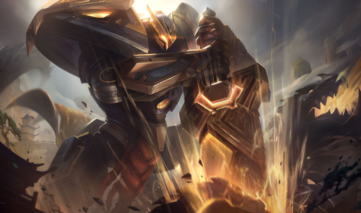 splash art mecha kingdoms garen prestige edition
